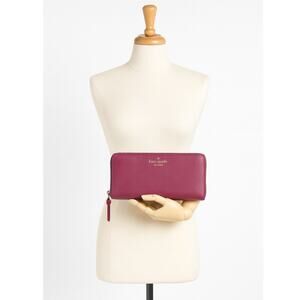 Kate Spade Berry Zip Around Jackson Continental Wallet Pebbled Leather Organizer